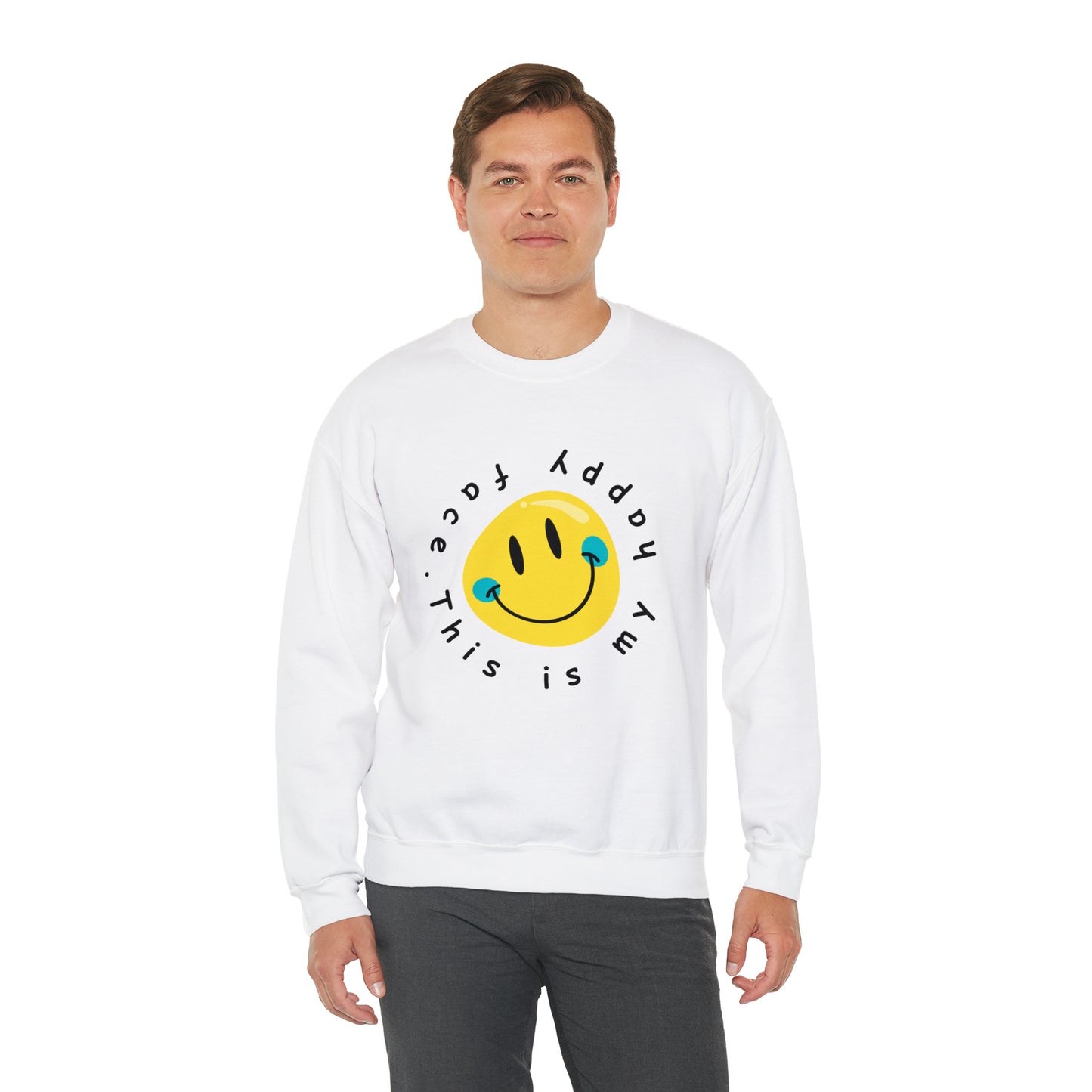 Unisex Happy Face Emoji Crewneck Sweatshirt